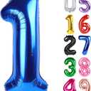 Metallic Blue Number 1 Balloon 40 Inch, 1st Birthday Balloon for Baby Boy Girl Toddler First Birthday Decorations, Shiny Metallic Blue Party Supplies