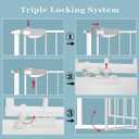 WAOWAO Triple Lock 49.21-66.54" Baby Gate Extra Wide Pressure Mounted Walk Through Swing Auto Close Safety White Metal Dog Pet Puppy for Stairs,Doorways,Kitchen