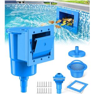 BluSwim Standard Pool Wall Skimmer for Above Ground Pools, Heavy Duty ABS Through Wall Pool Skimmers with Return Jet & Vacuum Plate, Thru-wall Skimmer Kit Compatible with All Width 6 '' Openings