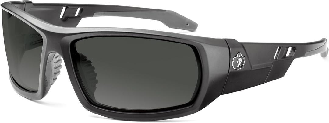 Ergodyne Skullerz ODIN Safety Glasses Sunglasses, Impact Resistant Z87.1+ (Matte Black Frame, Smoke Lens)