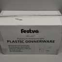 Festiva 350Pcs Gold Plastic Plates - White and Gold Dinnerware Set Disposable include 10" & 7" Plates,Cups,Silverware,Napkins -serve 50 Guests Perfect for Wedding& Easter&Birthday Party