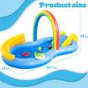 Inflatable Swimming Pool with Water Slide, Inflatable Play Center with Spray Water, Toss Ring, Ball for Outdoor Backyard Garden Water Park
