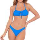 Sports Illustrated Womens Ruffle Cutout Bralette (Blue, M)