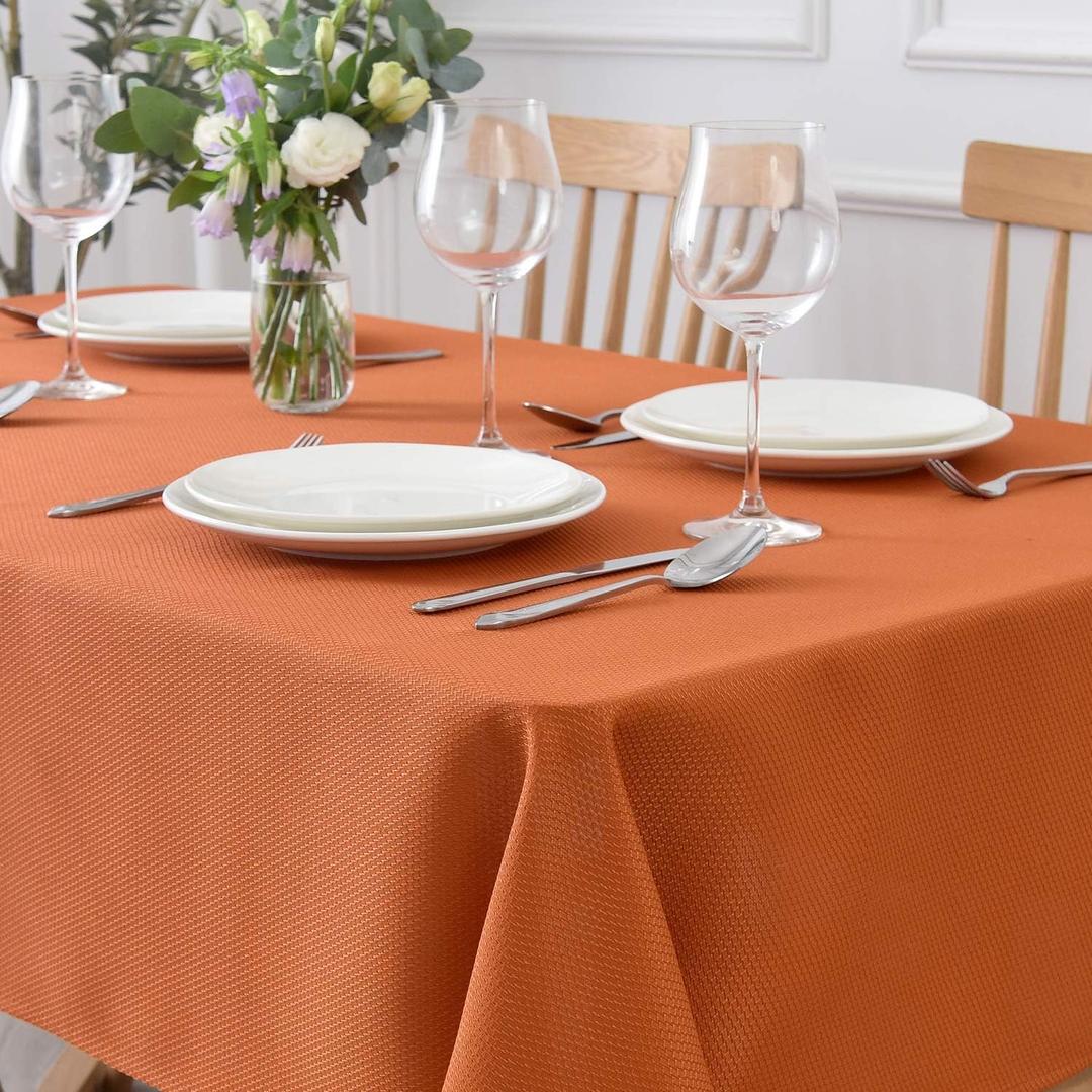 maxmill Jacquard Square Tablecloth Waterproof Spillproof Wrinkle Resistant Soft Textured Table Cloth for Dinner and Party Washable Polyester Fabric, Indoor and Outdoor Use, 60 x 60 Inch, Rust