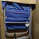 Tall Beach Chairs for Adults, 17" High Backpack Beach Chair with Wooden Armrests, 5 Positions Reclining Heavy Duty Chair with Large Cooler Pouch, Support to 350LBS Striped Blue,1pack, 40 inches x 24 inches x 30 inches