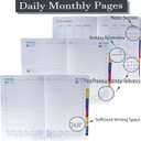 2026 Daily Monthly Planner - Calendar, January - December 2026, 100GSM Thick Paper, Leather Cover, Planner with Hourly Schedule,6.1" x 8.2", Daily Inside Page - Monthly Inside Page, Pen Holder, Bookmarks (Dark Gray)