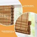SMONTER Bamboo Roman Shades for Windows-Cordless Wooden Woven Blinds Light Filtering Bamboo Roll up Shades UV Protection and Easy Set up for Door and Countryhouse, 44" W x 64" H, Deer