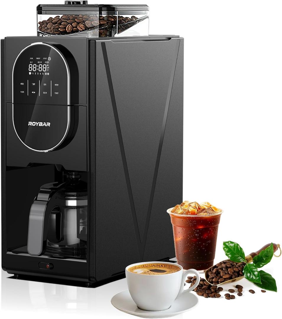 Coffee Maker with Grinder & Brew,5 Cup Sizes,Touch Screen Control