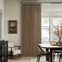 Dutch Cocoa Pleated Thick Linen Curtains for Living Room Bedroom 102 Inches Long Semi Sheer Boho Country Privacy Linen Blend Back Tab Window Curtain Brown Dining Room Drapes 102 Inch 2 Panels