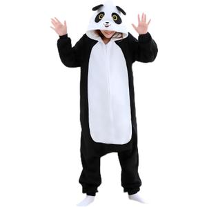 Unisex Kids Onesie, Flannel Cosplay Animal Costume Halloween Onesie Pajamas Home Clothing (6-8 Years, Panda-1)