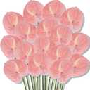 Hanaive 20 Pcs Artificial Anthurium Flowers 23.6 Inch Fake Anthurium Flowers for DIY Vase Bouquets Centerpiece Arrangements Wedding Bridal Shower Party Home Decor(Pink)