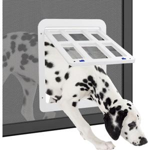 Enjoying Dog Door for Screen Doors, Passage Opening 11.2" x 14.4", Access Freely, Magnetic Swing Flap, Large Pet Door for Sliding Screen Doors, Lockable, White