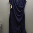 IHOT Women's 2026 Sexy V Neck Sleeveless Ruched Bodycon Asymmetrical Ruffle Hem Cocktail Party Club Dress Global Recycled Standard, Navy blue,M