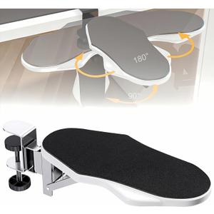 Computer Arm Rest for Desk, 180 Adjustable Rotating Desk Extender Tray, 90 Foldable Elbow Arm Support, Ergonomic Desk Arm Wrist Rest Shelf for Home and Office (White)