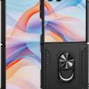 ONOLA Compatible with Samsung Galaxy Z Flip 7 Case with Hinge Protection and 360Rotate Ring Magnetic Kickstand. [Military-Grade] Phone Case for Galaxy Z Flip 7, Black