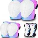 Skateboard Pads Kids/Youth/Adult Shield Elbow Pads and Wrist Guards Protective Gear,Strong Double Straps&Adjustable Easy-Fix Clips for Skateboarding,Rollerblading,ScooterRoller,Skating,Bicycle (Medium, Blue purple)