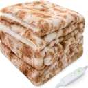 Electric Heated Blanket Throw 72x84, 100% Polyester, 130 W, Voltage 120Vac 50 Hz, Brown
