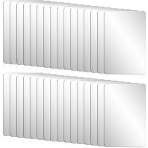 32 Pcs Flexible Shatterproof Plastic Mirror, 4'' x 6'' Acrylic Mirror Tiles Bulk for Wall Decor, Self-Adhesive Double-Sided Wall Mirror Sheet for Bathroom Bedroom Home Decor DIY Art Craft Supply