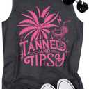 Tank Top for Women Sunset Coconut Tree Tank Beachy Party Vest Hawaiian Family Vacation Trip Sleeveless Tops (XL)