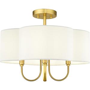Gold Semi Flush Mount Ceiling Light, 18" 4-Light Light Fixtures Ceiling Mount with Fabric Shade in Quatrefoil for Kitchen Nursery Entryway Hallway Bedroom, SM179-BG-L