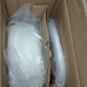 LUE BONA Adjustable Vanity Stool, 360 Swivel Chair for Makeup Room, White Faux Leather Stool for Bathroom & Living Room