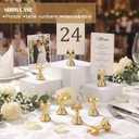 Gold 24 Pcs Metal Table Number Holders 1.8 Inch Mini Wedding Place Card Holders Bulk Harp Clip Table Sign Stands Card Holder for Memo Notes Menu Wedding Restaurant Birthday Decor