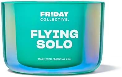 Friday Collective Flying Solo Candle, Fresh & Clean Scented, Made with Essential Oils, 3 Wicks, 13.5 oz, Set of 2