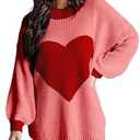 Valentine Sweater for Women Gifts for Her Batwing Sleeve Crewneck Cute Heart Oversized Sweater Womens Casual Pullover Tops Watermelon Red XL