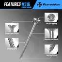 #8x1-5/8 Marine Grade 316 Stainless Steel Deck Screws, 150 PCS, Flat Head T20, Type 17 Point, Rust Resistant, Quick Drive, Strong Grip for Outdoor Wood Projects, Bit Included
