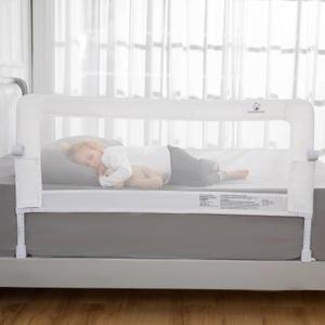 ComfyBumpy Premium Adjustable Bed Rail for Toddlers, Swing-Down Safety Guard, Height Adjusts 24.4"–32.3"H, Extra-Long 55.5", Sturdy Steel & Breathable Mesh, For Twin, Full, Queen & King, White, 1-Pack