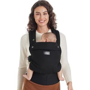 Momcozy Baby Carrier - Ergonomic, Cozy and Lightweight Carrier for 7-44lbs, Effortless to Put On, Ideal for Hands-Free Parenting, Enhanced Lumbar Support, Purehug for Infant to Toddler, Black