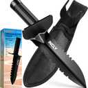 INCLY Metal Detector Shovel, Heavy Duty Double Serrated Edge Digger, Detecting Digging Tool with Sheath for Belt Mount, Gardening & Detecting Accessories for Metal Detection Digging Weeding Planting