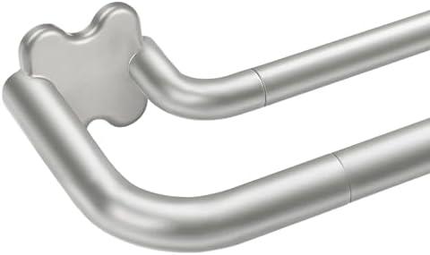 Antique Silver Double Curtain Rods for Windows, USFOOK Blackout Wrap Around Curtain Rods 32 to 58 Inch, 6/8 Inch Room Darkening Curtain Rod Set, Decorative Drapery Rods for Home