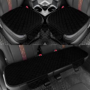 surpassme Car Seat Covers Universal Seat Covers for Car Accessories with Storage Pockets, Car Front Seat Covers and Rear Bench Coverfor Automotive, SUV, Truck, and Van(Black)