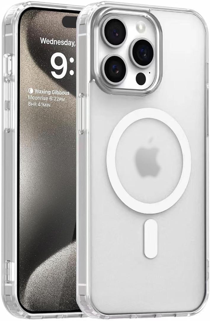 Magnetic Case for iPhone 12 Pro Compatible with MagSafe & MIL-Grade Protection,Not Yellowing,Scratch-Resistant,Translucent Matte Back Slim Phone Cover for iPhone 12 Pro-Frosted Clear (White)