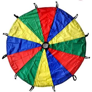 GSi Kids Play Parachute 24 Ft, 30Ft, 35Ft Toy with Handles and Carry Bag for Cooperative Play and for Upper-Body Strength | Multi-Colored