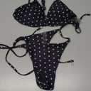 SOLY HUX Women's Polka Dots Print Bathing Suit Halter Triangle Tie Side Bikini Sets Two Piece Swimsuit S