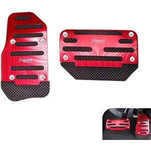 2 PCS Automatic Transmission Pedal Covers, Non-slip Car Pedal Covers, Alloy Gas and Brake Pedals Replacement Kit, Universal for Most Cars SUVs ATVs (Red)