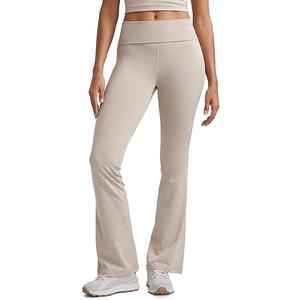 Womens Cloud Jersey Foldover Waist Flare Pants 31" - Yoga High Waisted Bootcut Lounge Casual S