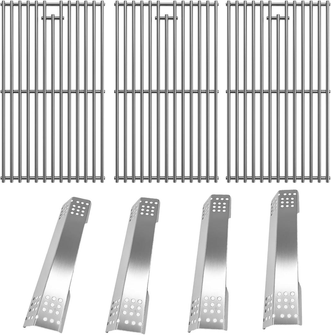 SafBbcue Grill Parts for Monument Grill 35633 41847NG 24367 24633 17842, 97888 Stainless Steel Cooking Grids, D010012307 Heat Plate Tent for Monument 4-Burner Gas Grill Replacement Parts