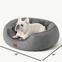 Bedsure Dog Bed for Medium Dogs - Round Washable Medium Pet Bed, Anti-Slip Donut Fluffy Plush Indoor Fur Cat Bed, 30 inches, Grey