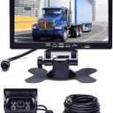 Hikity 7" Backup Camera with Monitor Kit, Waterproof 18 IR LED Night Vision Reverse Camera + Rear View Monitor Vehicle Parking System for RV Bus Trailer Truck (65ft 4-Pin Aviation Video Cable)