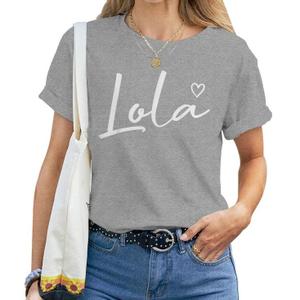 Lola Gifts For Women Grandma Heart Mother's Day Lola T-Shirt Gray, XL