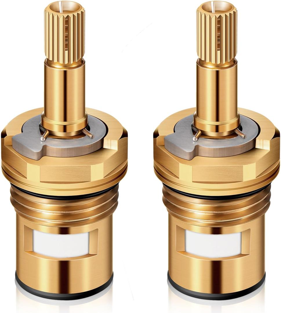 Enhon 2 Pack Faucet Cartridge Compatible with American Standard 994053-0070a or 994053-0070a/H Bathroom Kitchen Bathtub Faucet Stem Replacement, 4z-24h Hot and Cold Replacement Stem, Brass