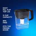 AQUAPHOR 5 Cup Compact Water Filter Pitcher with 1 x B15 Filter | Reduces Chlorine & Heavy Metals | Fast Flow Water Filtration | BPA-Free & Dishwasher Safe | Improved & Filtered Water | Black