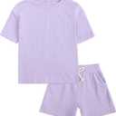 ROMPERINBOX Toddler Boy Summer Outfits 4-5T Tracksuit Solid 2-piece Short Sleeve T-shirt & Shorts Clothes Set