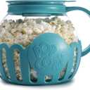 Ecolution Patented Micro-Pop Microwave Popcorn Popper with Temperature Safe Glass, 3-in-1 Lid Measures Kernels and Melts Butter, Made Without BPA, Dishwasher Safe, 3-Quart, Teal