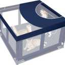 Dog Playpen Cover, 42x42 inch Dog Play Pen Top with Hooks, Soft Fabric Roof Puppy Playpen Topper for Cat Crate Kennel (Cover Only) (Royal Blue)