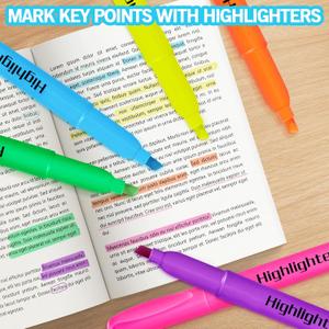Duchong  Highlighters Bulk, Highlighters Assorted Colors for Adult Kids, Chisel Tip Dry-Quickly No Bleed Highlighter, Office Classroom Must Have, School Supplies for Teachers