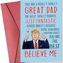 Pack of 3, Pawzity Fathers Day Card - Funny Dad Cards for Fathers Day from Daughter, Son, Kids - Happy Humorous Birthday Cards for Dad, Daddy - Single 5.3''x 8'' Folded Card with Red Envelope